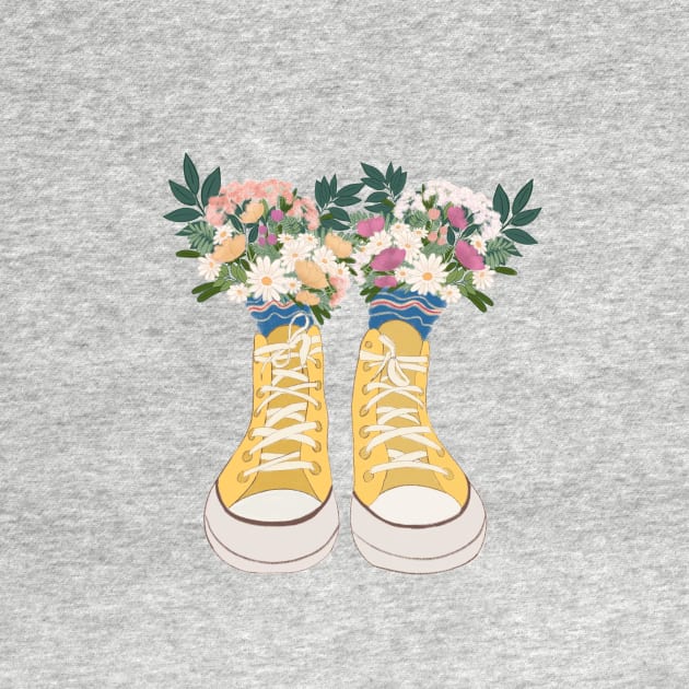 Yellow Sneakers With Wild Flowers by gusstvaraonica